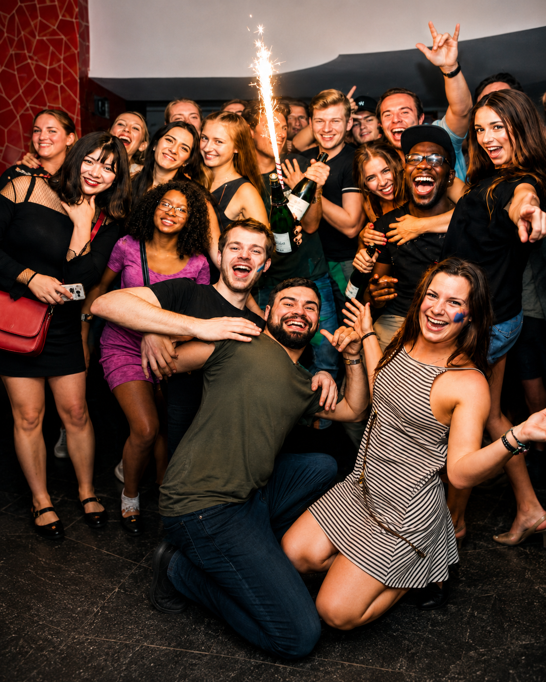 International people enjoying a Barcelona pub crawl night with E-VOLVE